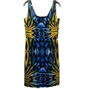 Retro M60 Miss Sixty Womens Artsy Dress Sz 10 Colorful Art Artsy Sheath Abstract